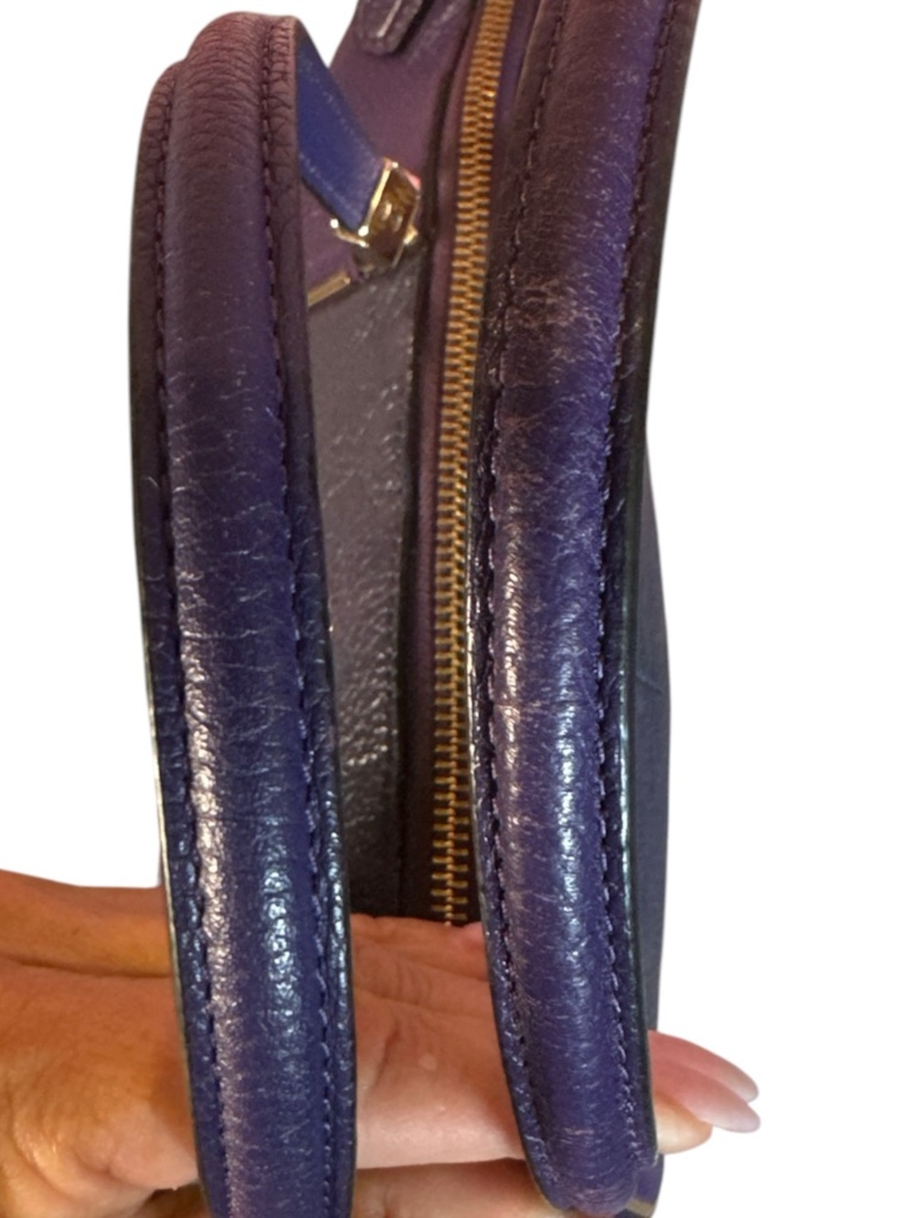 COACH Like New Kelsey Two Toned Blue & Purple Pebbled Leather Satchel - Picture 7 of 15